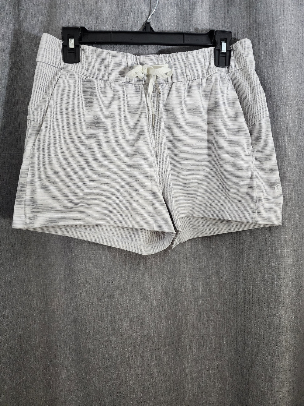 lululemon athletica Light Gray Striped Drawstring Athletic Shorts